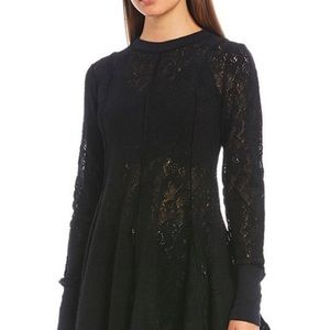 NWT Free People Lace Tunic Top Black Size Small